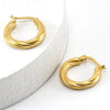 Wholesale Women's 316L Stainless Steel Geometric Striped Round Buckle Earrings With Electroplating