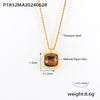 Wholesale Women's 316L Stainless Steel Geometric Style Double Layer Stacked Necklace With Tiger Eye Pendant And Goldplated Treatment