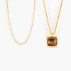 Wholesale Women's 316L Stainless Steel Geometric Style Double Layer Stacked Necklace With Tiger Eye Pendant And Goldplated Treatment