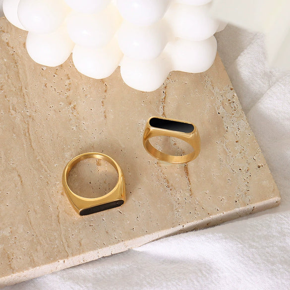 Wholesale Women's Titanium Steel Geometric Style Electroplated Drop Glue Ring Jewelry