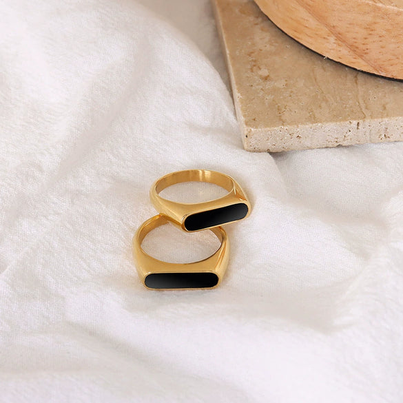 Wholesale Women's Titanium Steel Geometric Style Electroplated Drop Glue Ring Jewelry