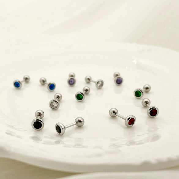 Wholesale Women's Titanium Steel Geometric Style Electroplated Mini Zircon Earrings Jewelry