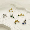 Wholesale Women's Titanium Steel Geometric Style Electroplated Mini Zircon Earrings Jewelry
