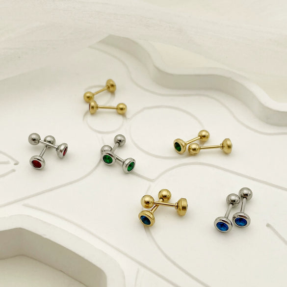 Wholesale Women's Titanium Steel Geometric Style Electroplated Mini Zircon Earrings Jewelry