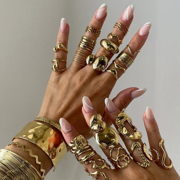 Wholesale Women's Titanium Steel Geometric Style Electroplated Ring Jewelry