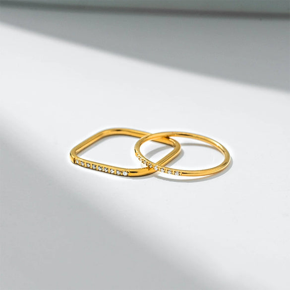 Wholesale Women's Titanium Steel Geometric Thin Ring Highend Electroplated Jewelry