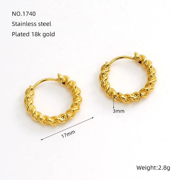 Wholesale Women's Titanium Steel Geometric Twist Hoop Earrings Electroplated