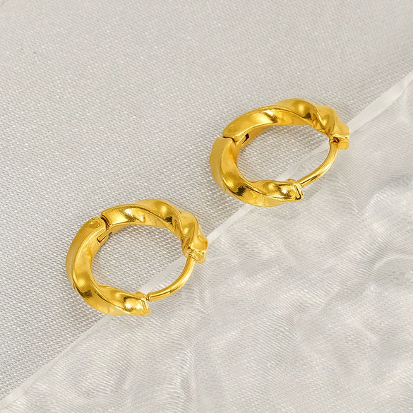 Wholesale Women's Titanium Steel Geometric Twist Hoop Earrings Electroplated