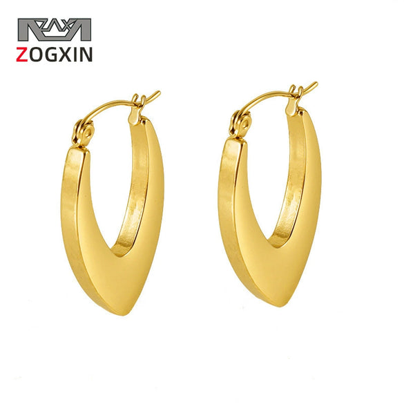 Wholesale Women's 316L Stainless Steel Geometric U Shaped 18K Gold Plated Earrings