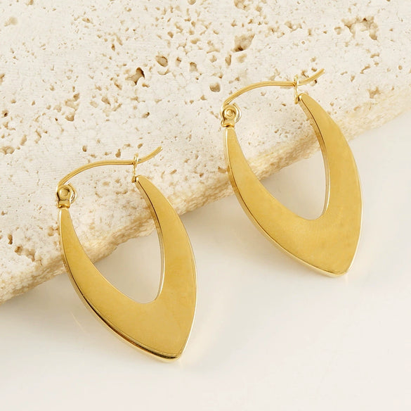 Wholesale Women's 316L Stainless Steel Geometric U Shaped 18K Gold Plated Earrings
