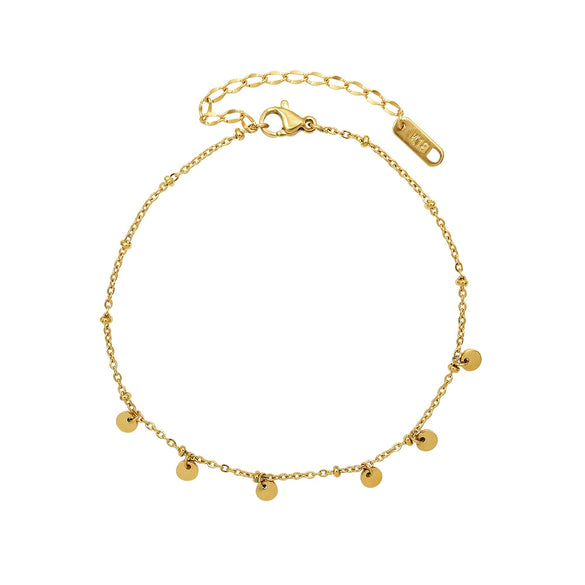 Wholesale Women's 316L Stainless Steel Geometric Wafer Tassel Anklet Legchain Foot Jewelry