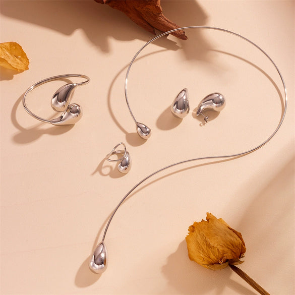 Wholesale Women's Titanium Steel Geometric Water Drop Collar Earrings