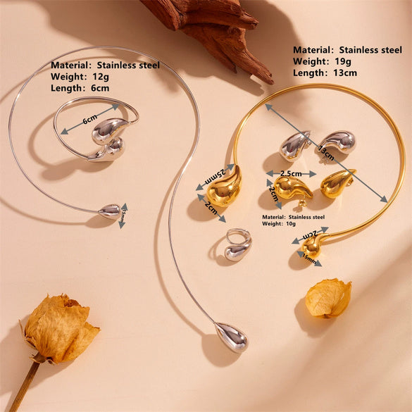 Wholesale Women's Titanium Steel Geometric Water Drop Collar Earrings