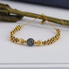 Wholesale Women's Titanium Steel Geometric Woven Metal Beads Moonstone Transfer Electroplated Bracelet