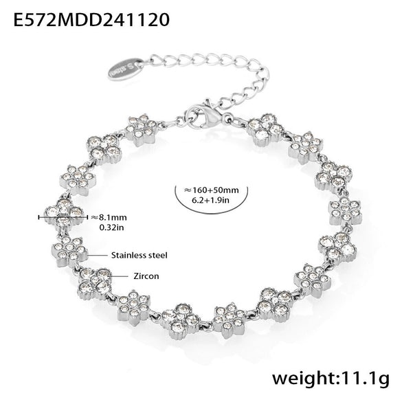 Wholesale Women's 316L Stainless Steel Geometric Zircon Inlay Electroplated Handmade Bracelet Jewelry