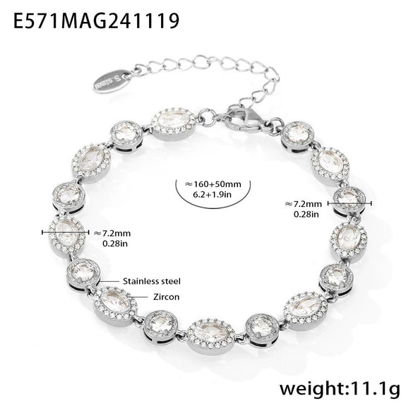 Wholesale Women's 316L Stainless Steel Geometric Zircon Inlay Electroplated Handmade Bracelet Jewelry