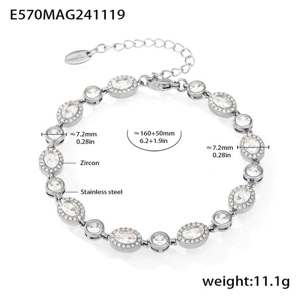 Wholesale Women's 316L Stainless Steel Geometric Zircon Inlay Electroplated Handmade Bracelet Jewelry