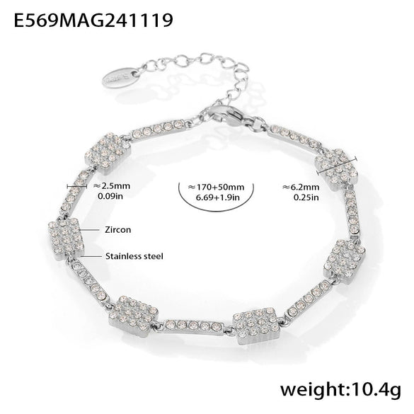 Wholesale Women's 316L Stainless Steel Geometric Zircon Inlay Electroplated Handmade Bracelet Jewelry
