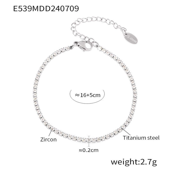 Wholesale Women's 316L Stainless Steel Gimmel Bracelet Light Luxury Geometric Style Inlaid With Zircon