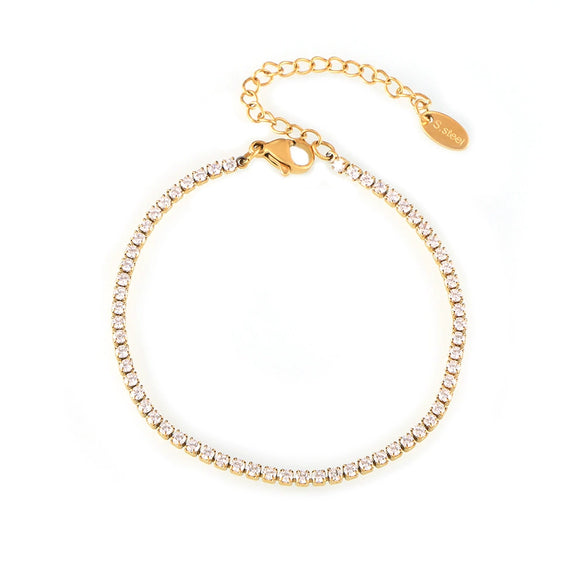 Wholesale Women's 316L Stainless Steel Gimmel Bracelet Light Luxury Geometric Style Inlaid With Zircon