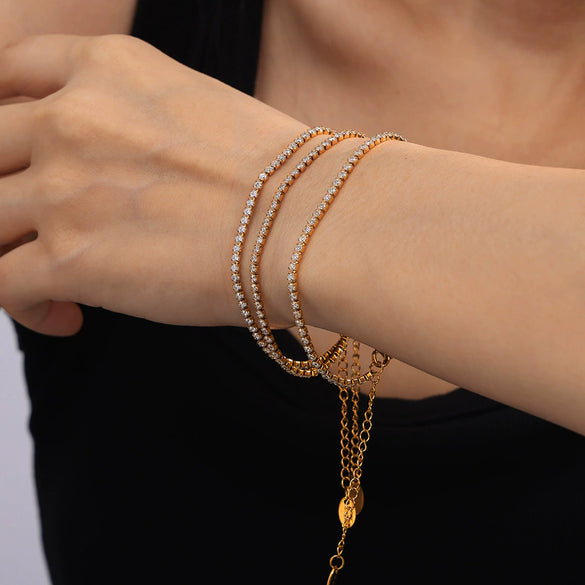 Wholesale Women's 316L Stainless Steel Gimmel Bracelet Light Luxury Geometric Style Inlaid With Zircon