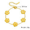 Wholesale Women's Titanium Steel Gold Plated Flower Connection Chain Bracelet With Electroplating Process