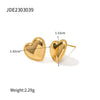 Wholesale Women's Titanium Steel Gold Plated Geometric Peach Heart Earrings