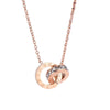Wholesale Women's Titanium Steel Gold Plated Roman Numerals Doublering Pendant Ochain Necklace
