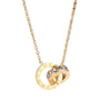 Wholesale Women's Titanium Steel Gold Plated Roman Numerals Doublering Pendant Ochain Necklace