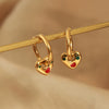 Wholesale Women's 316L Stainless Steel Goldplated Enamel Glaze Inlaid Zircon Heartshaped Earrings Jewelry Light Luxury Fashion With Dripping Oil Design