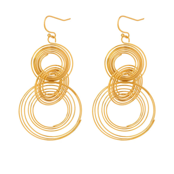 Wholesale Women's 316L Stainless Steel Goldplated Geometric Circle Multilevel Niche Design Earrings Jewelry