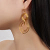 Wholesale Women's 316L Stainless Steel Goldplated Geometric Circle Multilevel Niche Design Earrings Jewelry