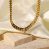 Wholesale Women's Titanium Steel Goldplated Inlaid Zircon Flower Pattern Necklace