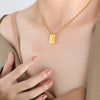 Wholesale Women's 316L Stainless Steel Goldplated Pendant Jewelry With Square Shape And Letters Numbers Text Pattern