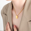 Wholesale Women's 316L Stainless Steel Goldplated Pendant Jewelry With Square Shape And Letters Numbers Text Pattern