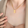 Wholesale Women's 316L Stainless Steel Goldplated Pendant Jewelry With Square Shape And Letters Numbers Text Pattern
