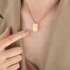 Wholesale Women's 316L Stainless Steel Goldplated Pendant Jewelry With Square Shape And Letters Numbers Text Pattern