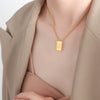 Wholesale Women's 316L Stainless Steel Goldplated Pendant Jewelry With Square Shape And Letters Numbers Text Pattern