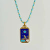 Wholesale Women's Titanium Steel Goldplated Retro Geometric Devil's Eye Necklace With Rope Chain