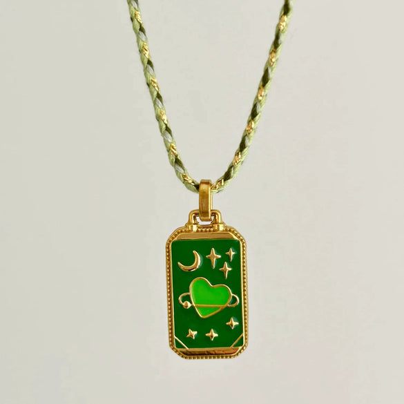 Wholesale Women's Titanium Steel Goldplated Retro Geometric Devil's Eye Necklace With Rope Chain