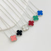 Wholesale Women's Titanium Steel Handmade Doublesided Fourleaf Clover Flower Pattern Clavicle Necklace