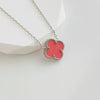 Wholesale Women's Titanium Steel Handmade Doublesided Fourleaf Clover Flower Pattern Clavicle Necklace