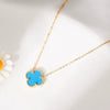 Wholesale Women's Titanium Steel Handmade Doublesided Fourleaf Clover Flower Pattern Clavicle Necklace