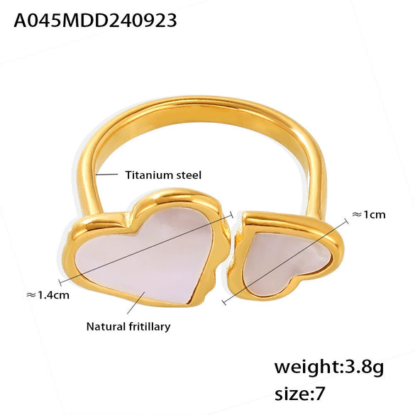 Wholesale Women's 316L Stainless Steel Heart And Geometric Opening Ring With Electroplating