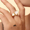 Wholesale Women's 316L Stainless Steel Heart And Geometric Opening Ring With Electroplating