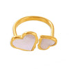 Wholesale Women's 316L Stainless Steel Heart And Geometric Opening Ring With Electroplating