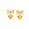 Wholesale Women's Titanium Steel Heart Bow Tassel Diamond Earrings Allmatch Geometric Style
