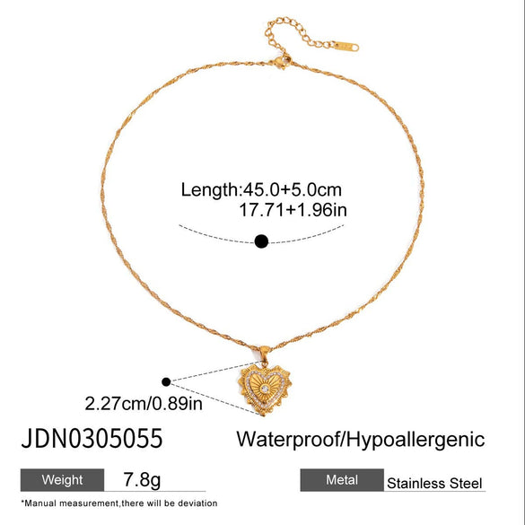 Wholesale Women's Titanium Steel Heart Geometric Jewelry With Electroplating Light Luxury Highend Clavicle Chain That Does Not Fade