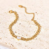 Wholesale Women's Titanium Steel Heart Shape Bracelet With Shell Inlay And Furnace Vacuum Plating