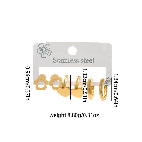 Wholesale Women's Titanium Steel Heart Shape Electroplating Fashionable Earrings